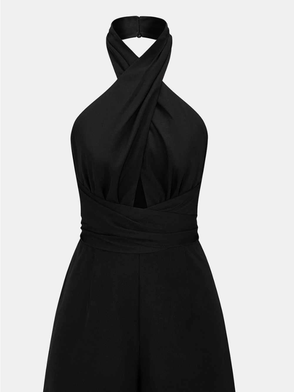 Black Halter Cross-Front Women's Romper